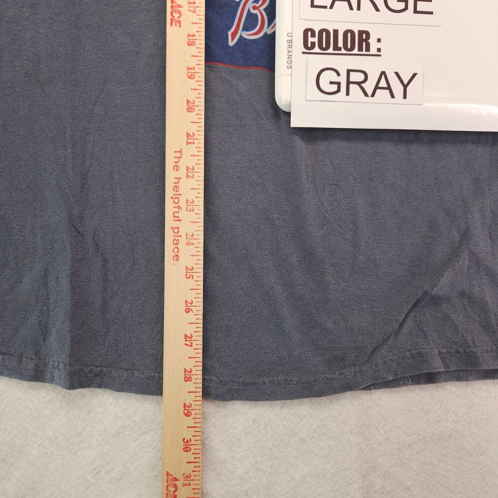 Majestic Atlana Braves Short Sleeve Graphic Baseball Shirt Mens Size L Gray - Picture 8 of 9